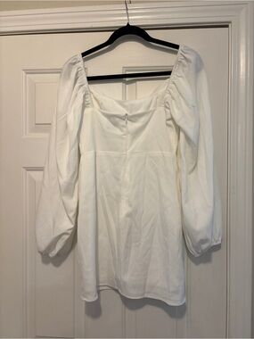 NEW! Princess Poll White Elastic-Cuff Lightweight white long sleeve mini dress 6